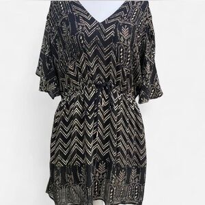 Boho Chic Black Printed Mini Dress